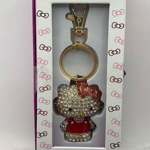 Hello Kitty Keychain with Red and Gold Accents